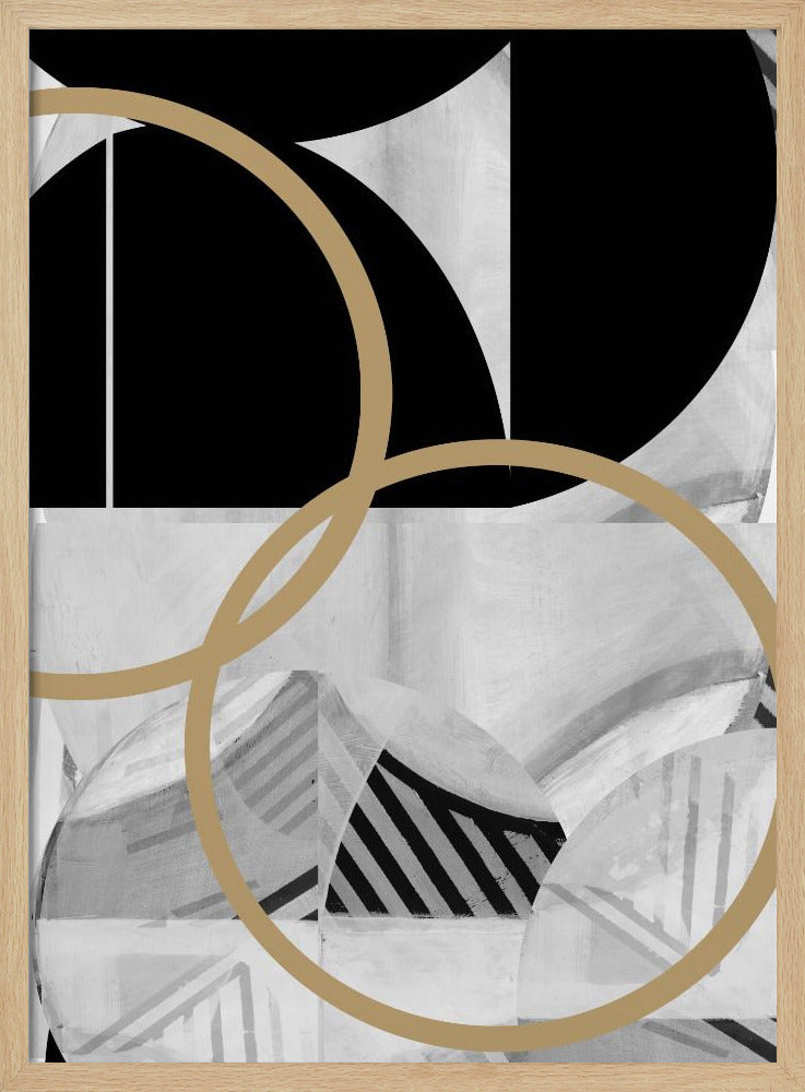 Black and White Stripes Gold Spheres No2 | Poster