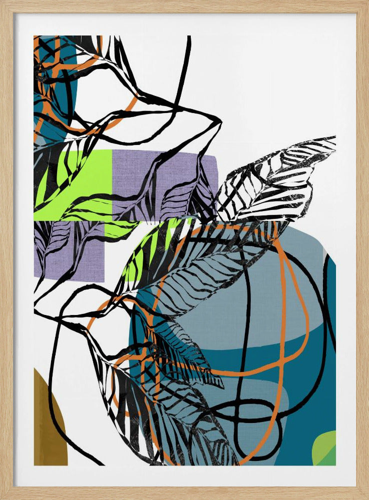 Abstract Black Leaves With Colour No1 | Poster