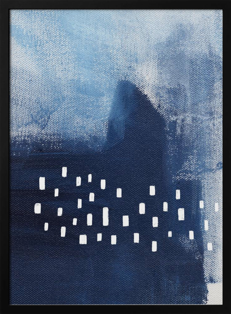 Blue Hues And White Rectangular Elements | Poster