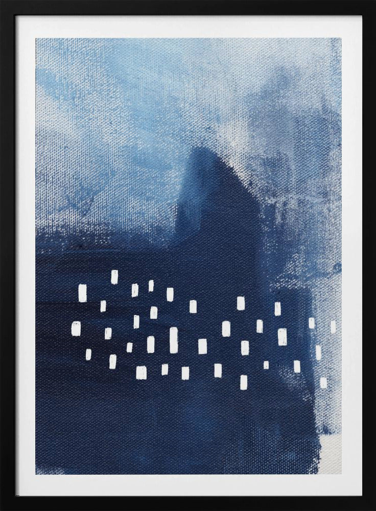 Blue Hues And White Rectangular Elements | Poster