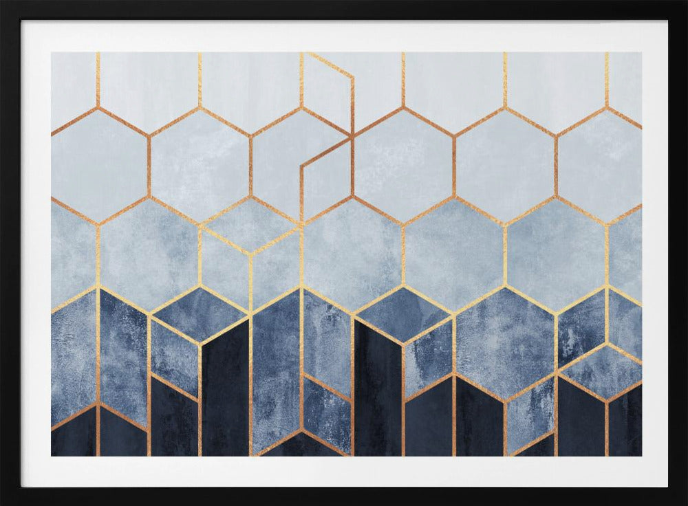 Soft Blue Hexagons | Poster