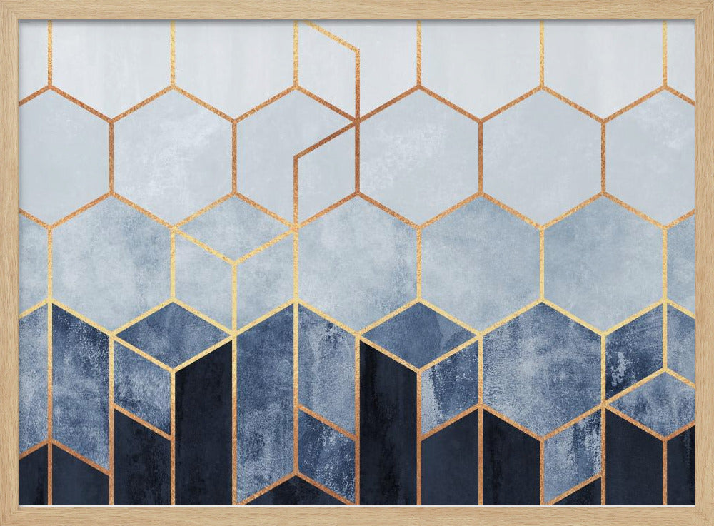 Soft Blue Hexagons | Poster