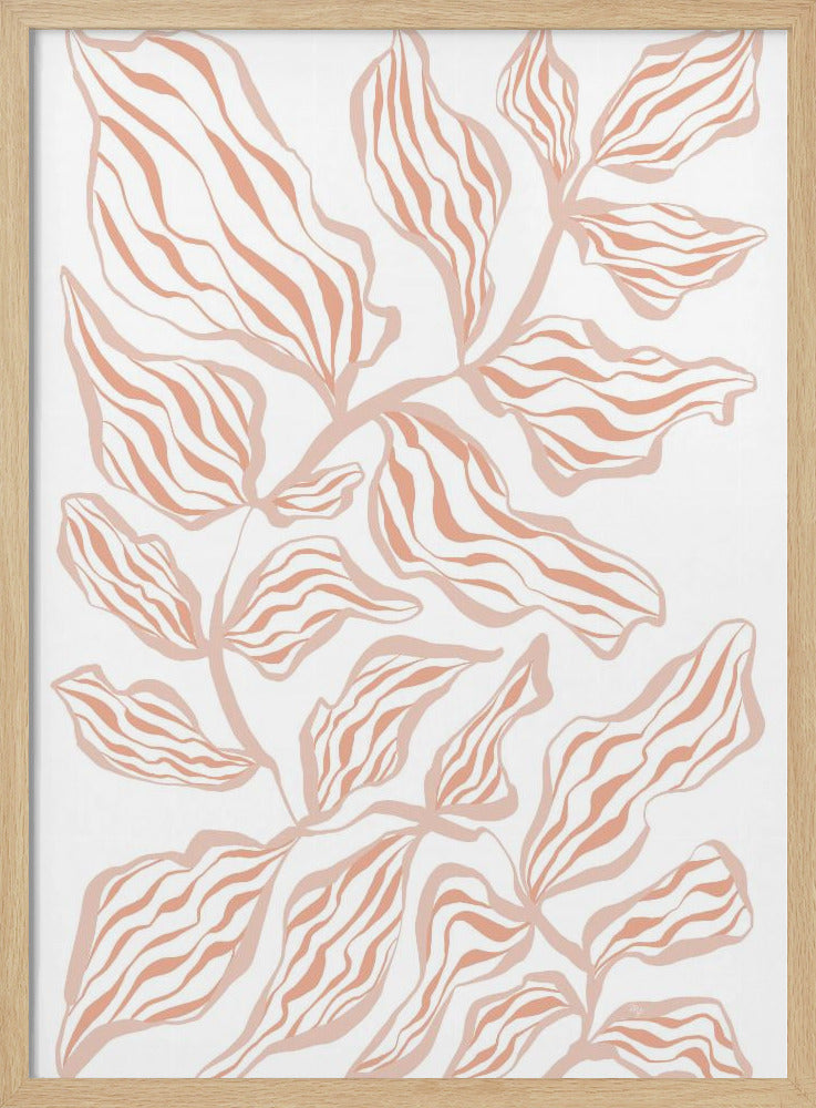 Coral Leaves On A White Background | Poster