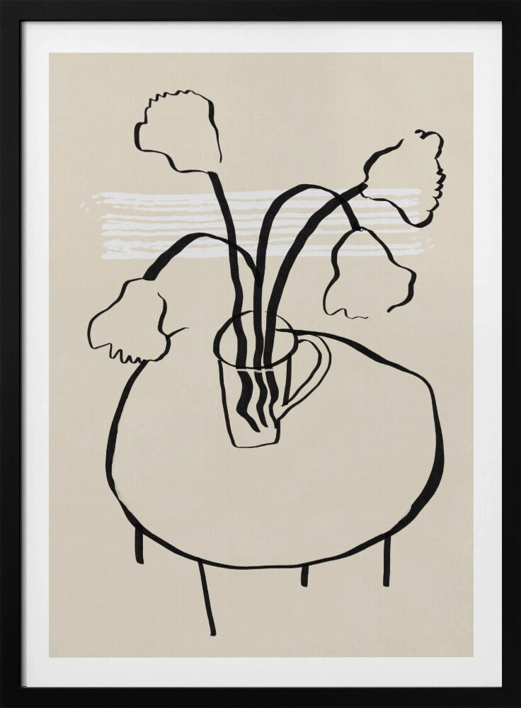 Flower decor on a round table | Poster