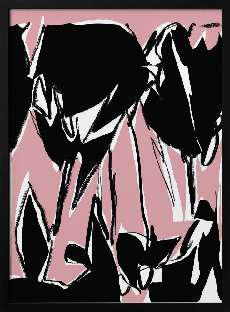 Black Pink Tulips | Poster