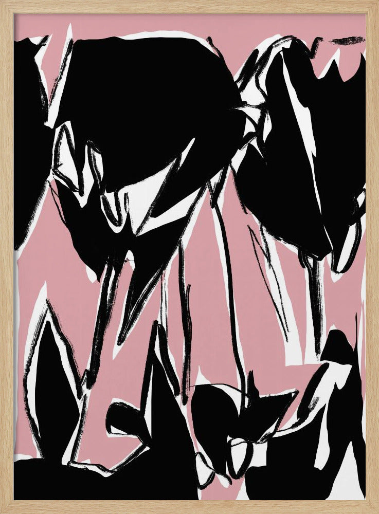 Black Pink Tulips | Poster
