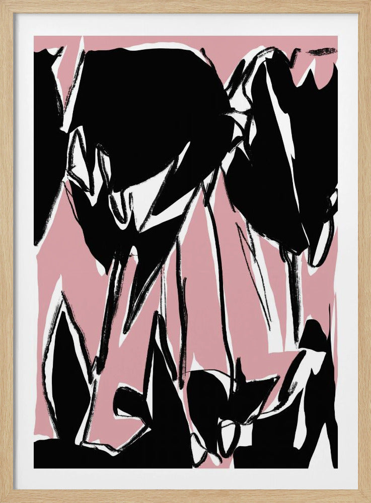 Black Pink Tulips | Poster