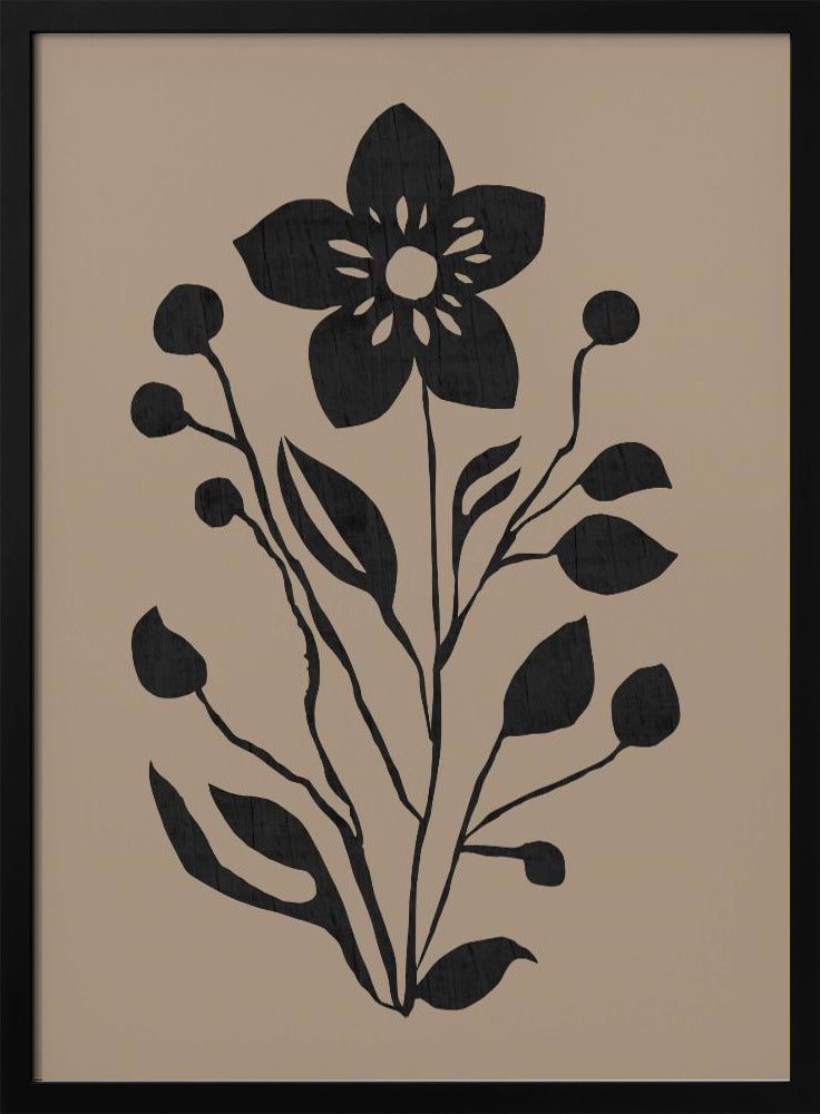 Black Flower Modern Botanical Silhouette | Poster