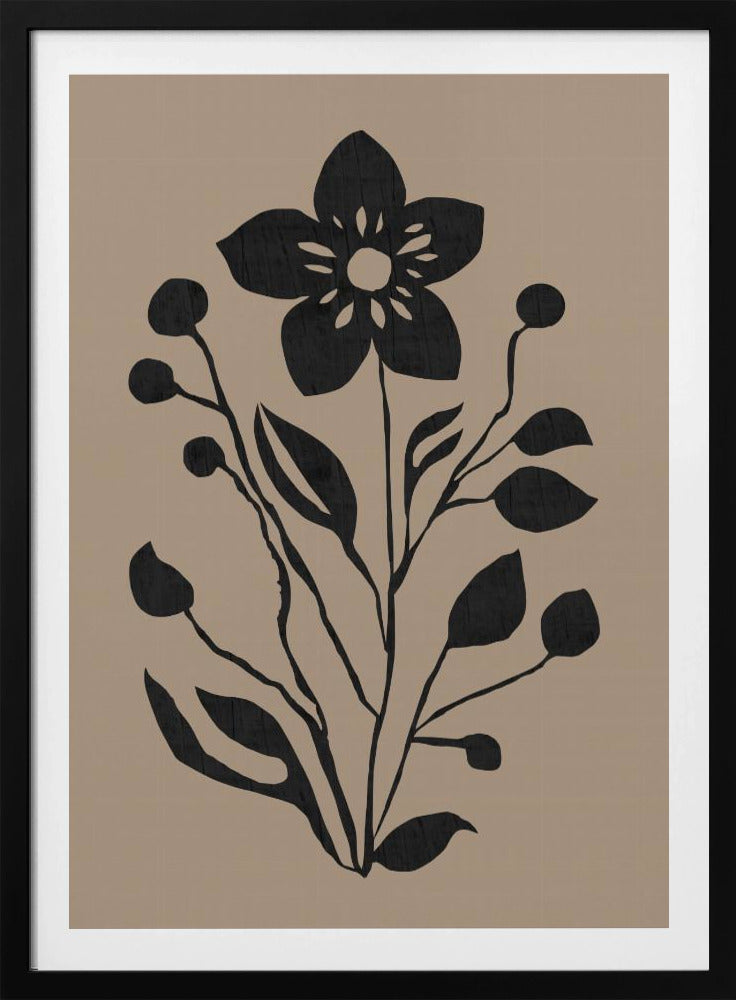 Black Flower Modern Botanical Silhouette | Poster