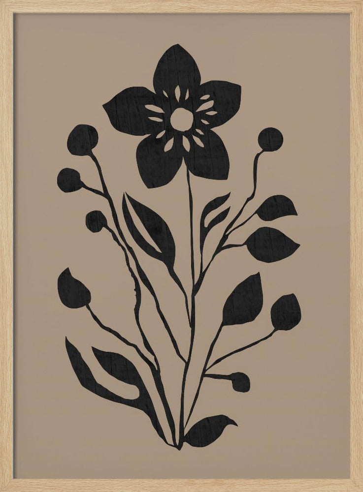Black Flower Modern Botanical Silhouette | Poster