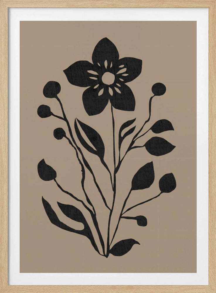 Black Flower Modern Botanical Silhouette | Poster
