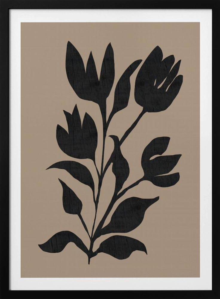 Black Tulips Modern Botanical Silhouette | Poster