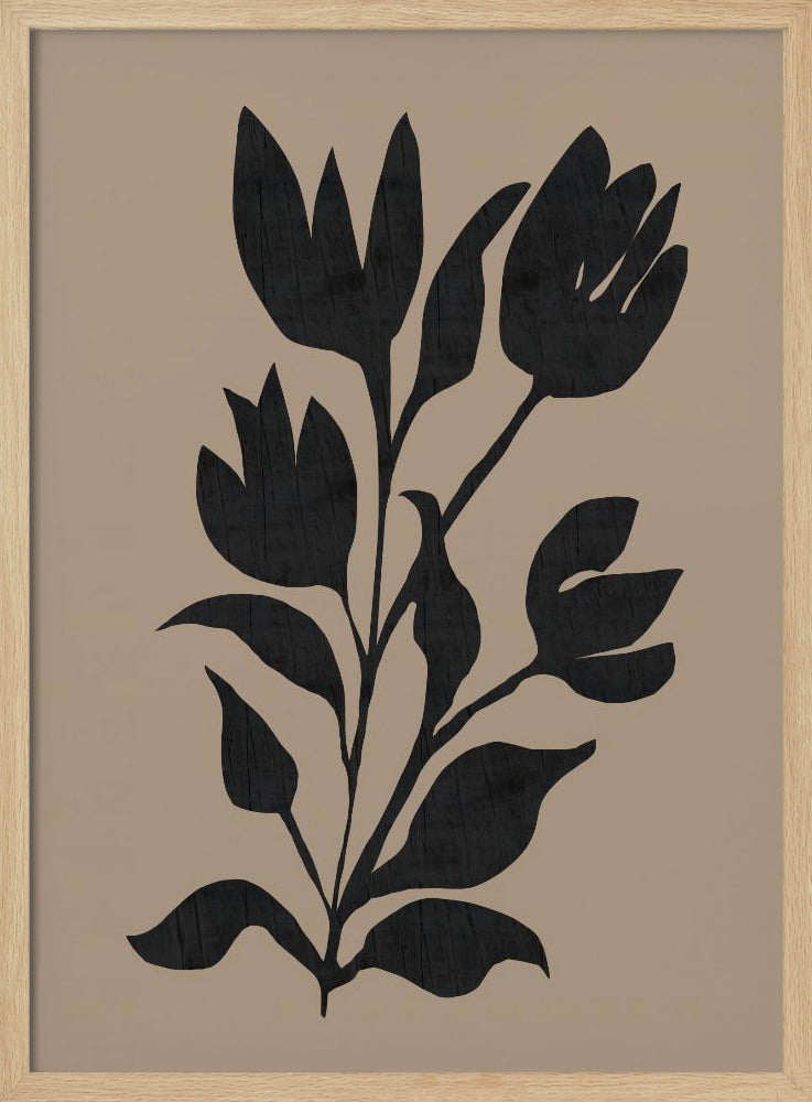 Black Tulips Modern Botanical Silhouette | Poster
