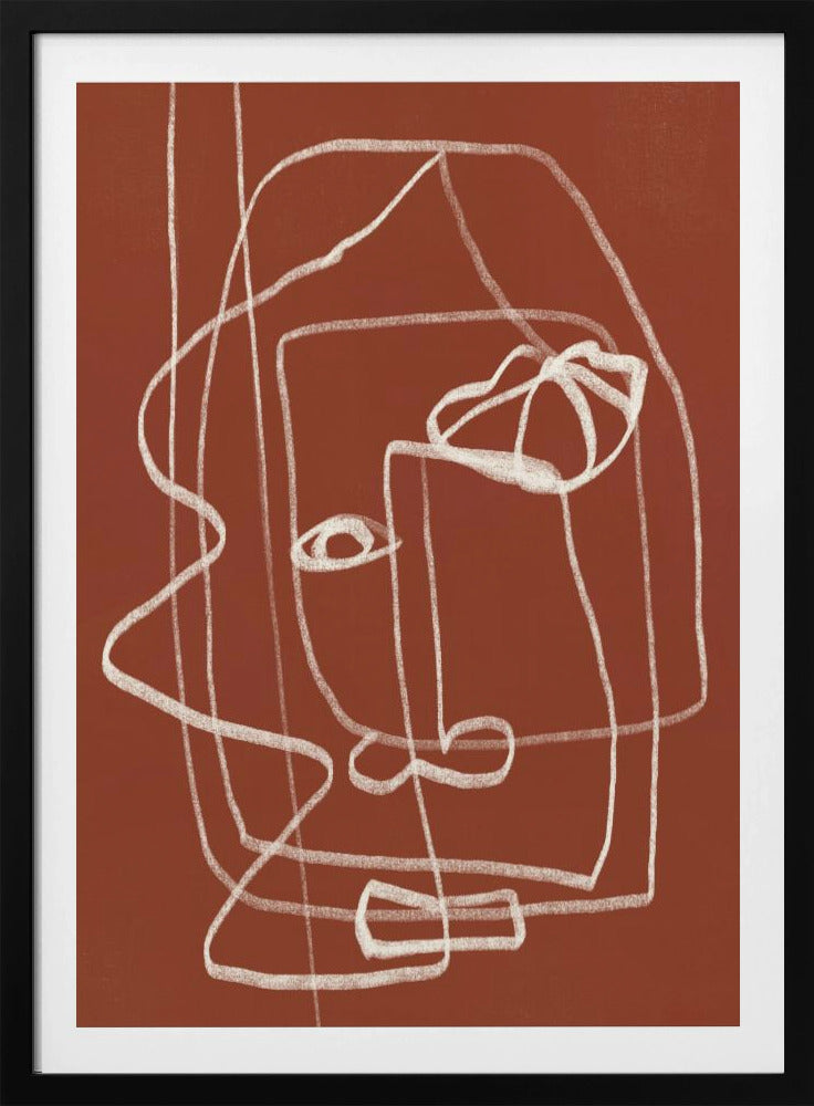 Line Art Abstract Portrait Terracotta 03 | Poster