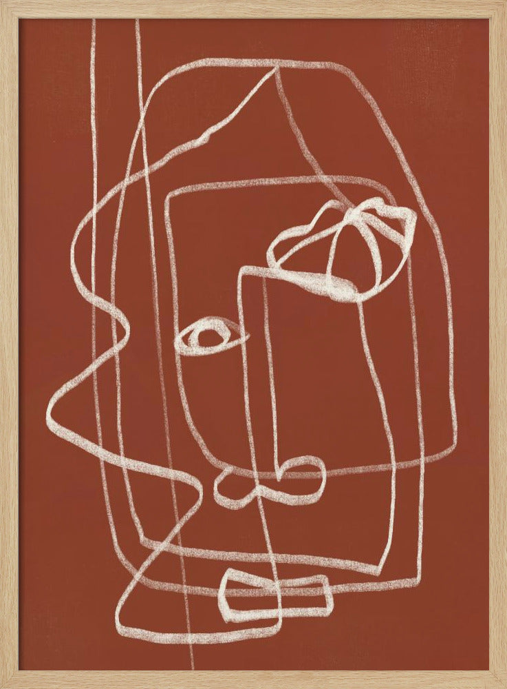Line Art Abstract Portrait Terracotta 03 | Poster