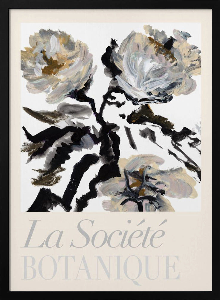 La Société Botanique Black, White and Cream Flowers | Poster
