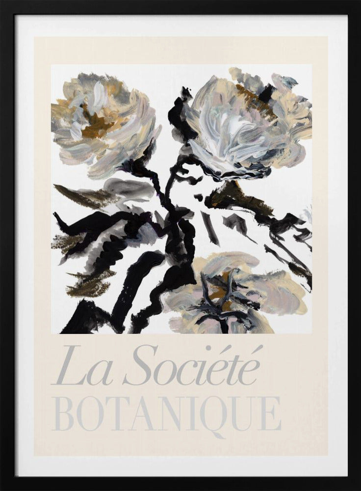 La Société Botanique Black, White and Cream Flowers | Poster