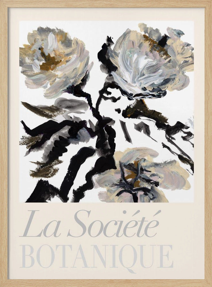 La Société Botanique Black, White and Cream Flowers | Poster