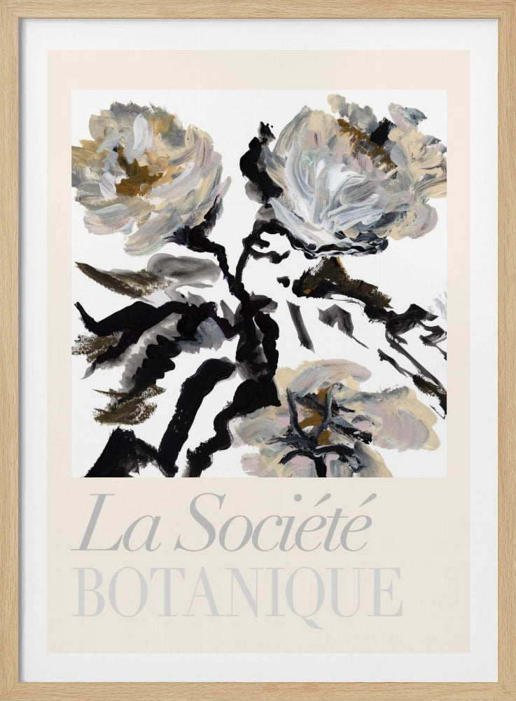 La Société Botanique Black, White and Cream Flowers | Poster