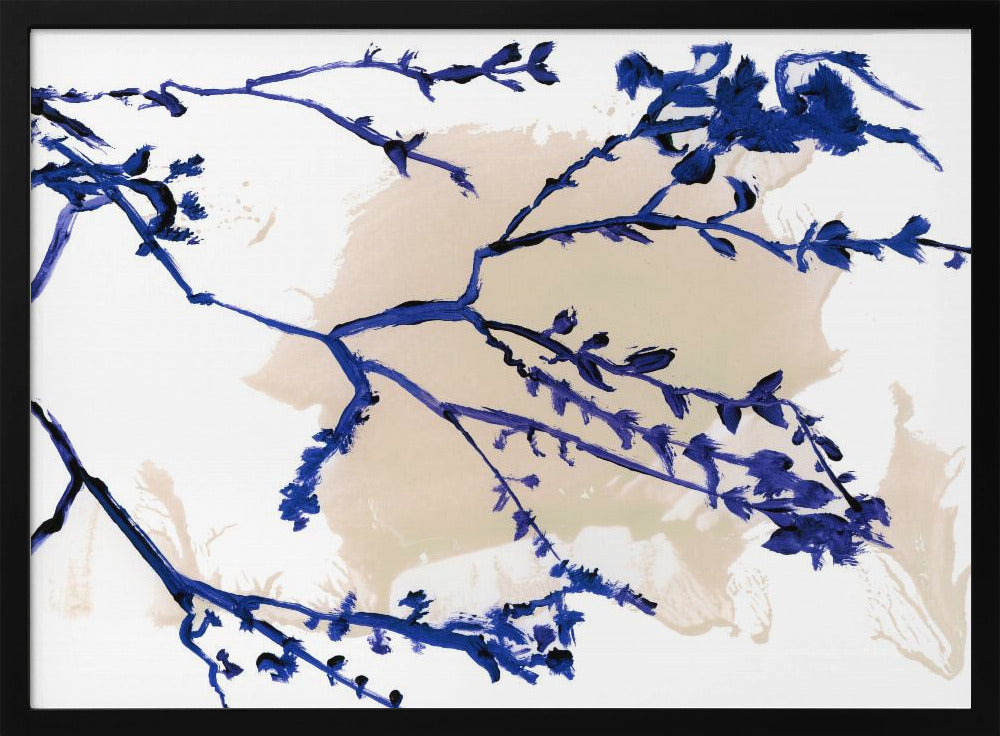 Navy Blue Blossoms On Tree Branches | Poster