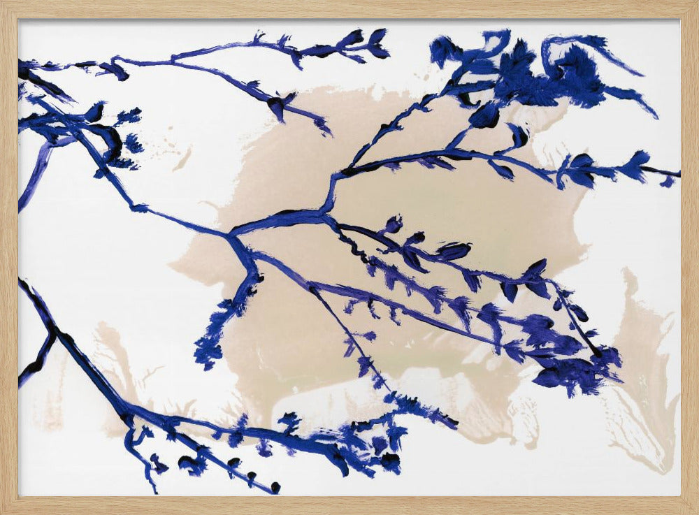 Navy Blue Blossoms On Tree Branches | Poster
