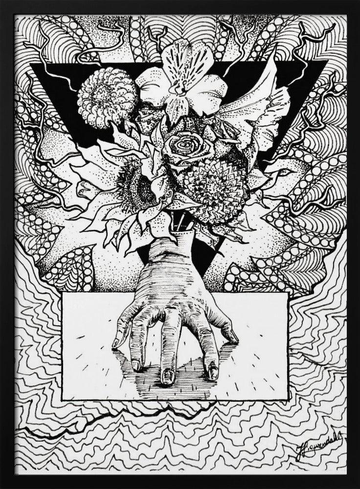 Flowery Thing. Abstract Drawing of a Flowery Bouquet in Hand. | Poster