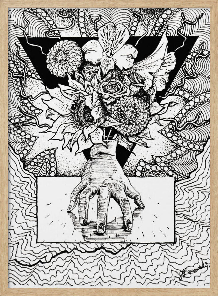 Flowery Thing. Abstract Drawing of a Flowery Bouquet in Hand. | Poster