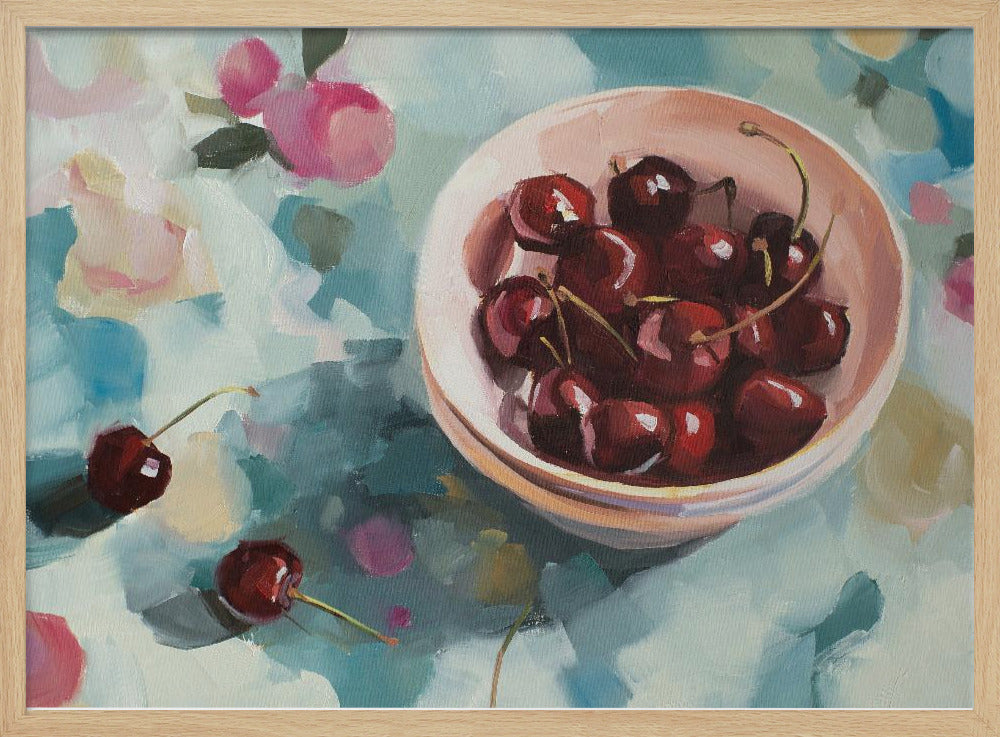 Cherries On Tablecloth | Poster