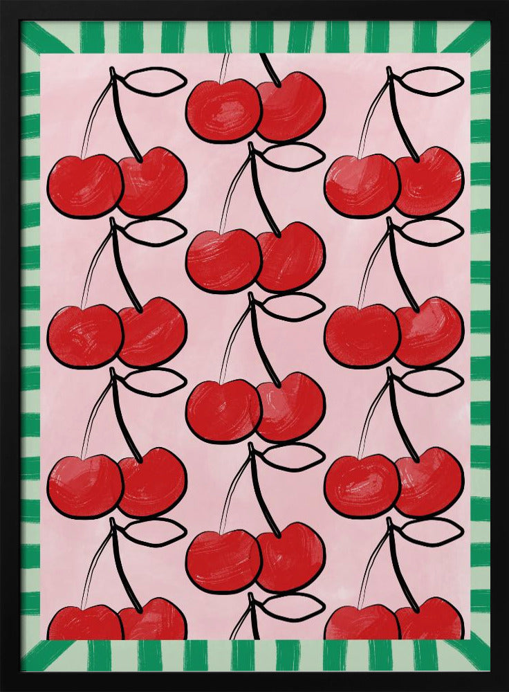 Red Cherries on a Pink | Poster