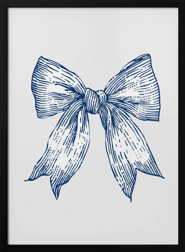 Dark Blue Coastal Striped Bow | Poster