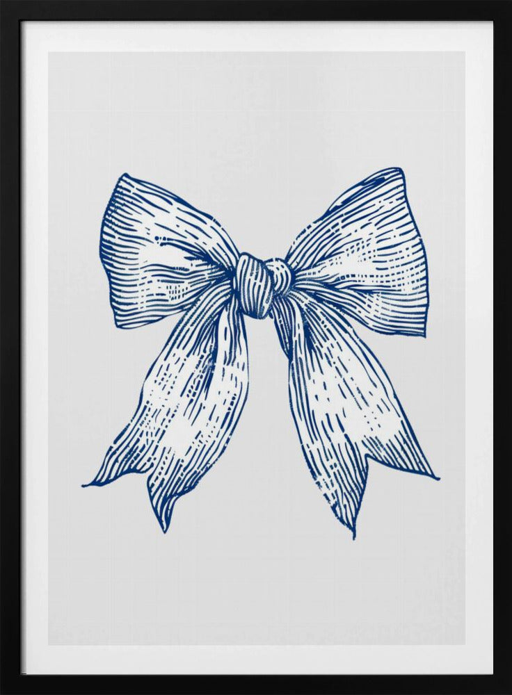 Dark Blue Coastal Striped Bow | Poster