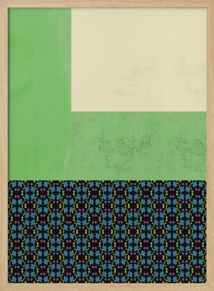 Pastel green and nyonya pattern collage | Poster