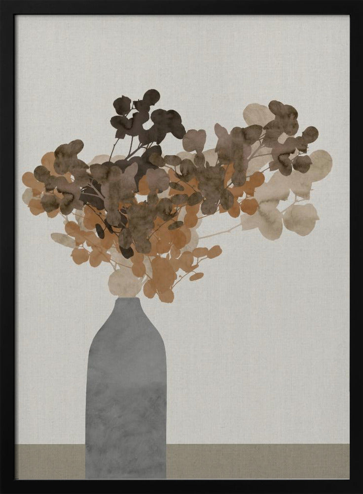 Rust Brown Dried Flowers In Vase On Table 2 | Poster