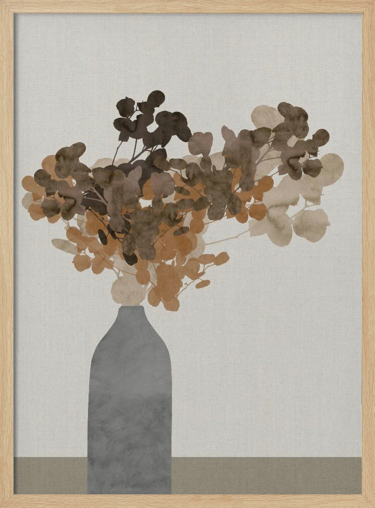 Rust Brown Dried Flowers In Vase On Table 2 | Poster