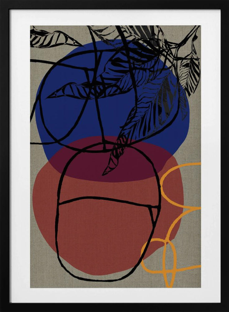 Woodblock Leaf Purple Blue Red Abstract 3 Final | Poster