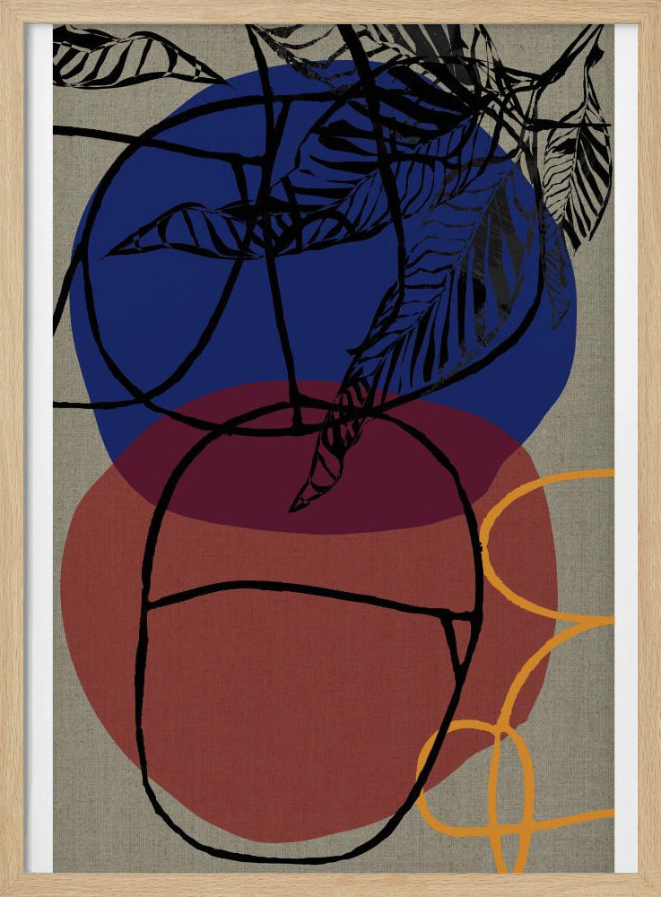 Woodblock Leaf Purple Blue Red Abstract 3 Final | Poster