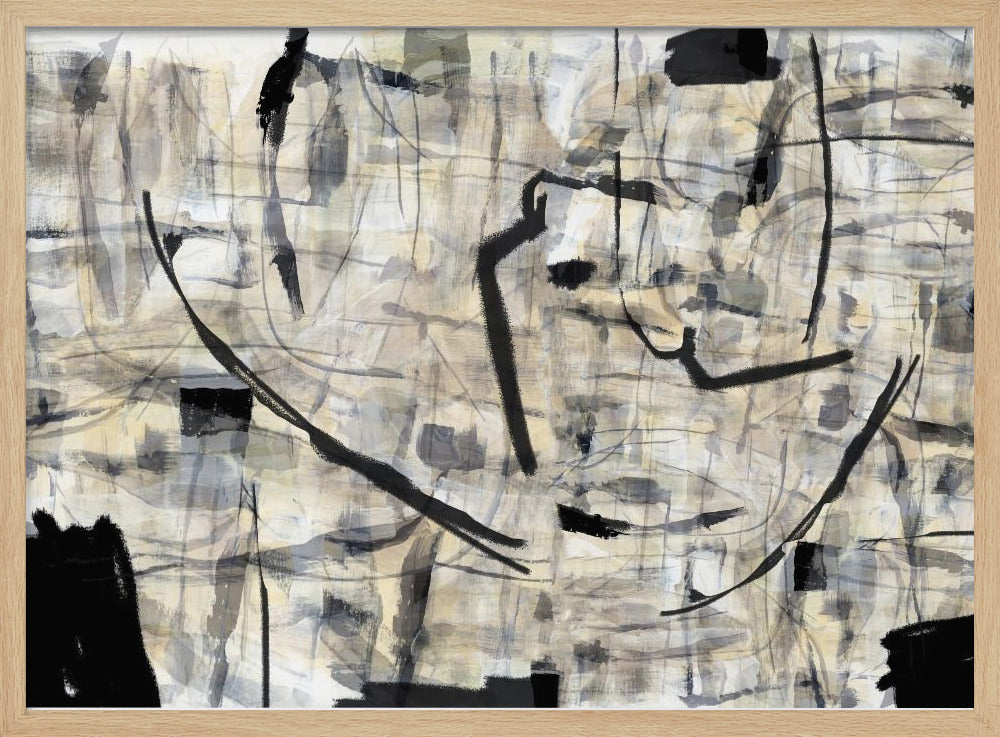 Black and White Textured Shapes 1 | Poster