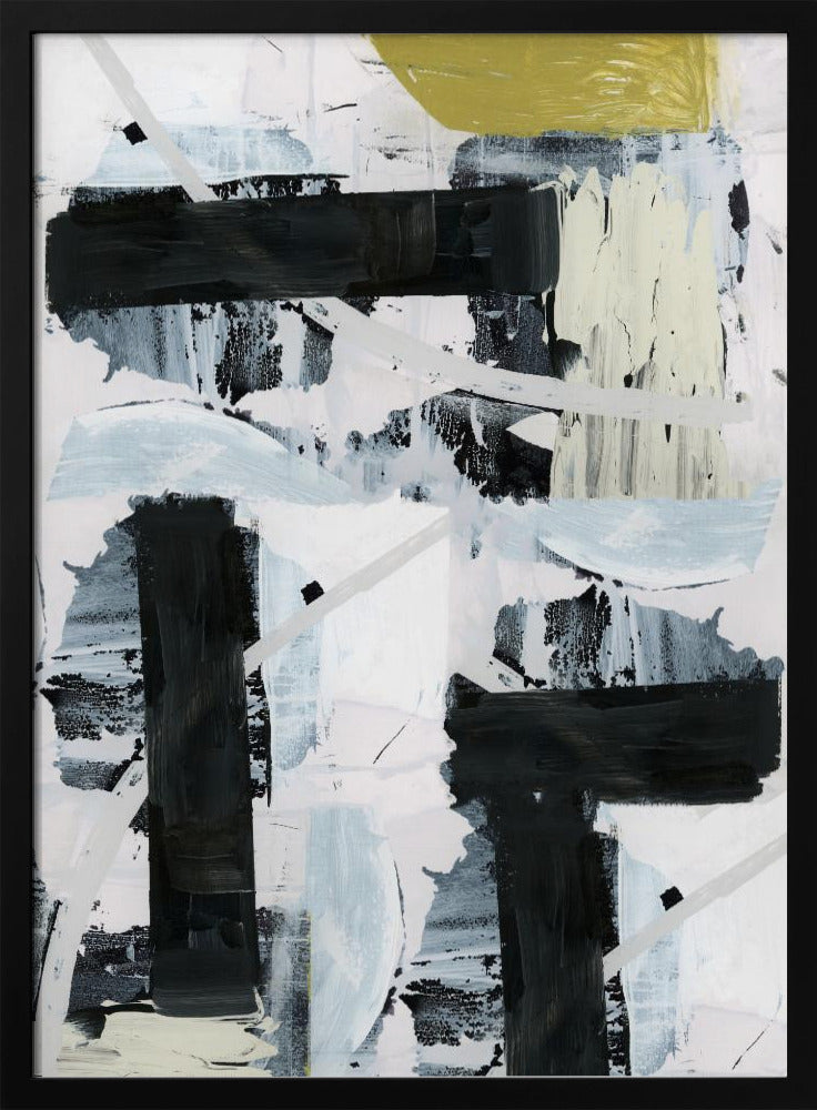 Black and White and Gold Abstract 1 | Poster