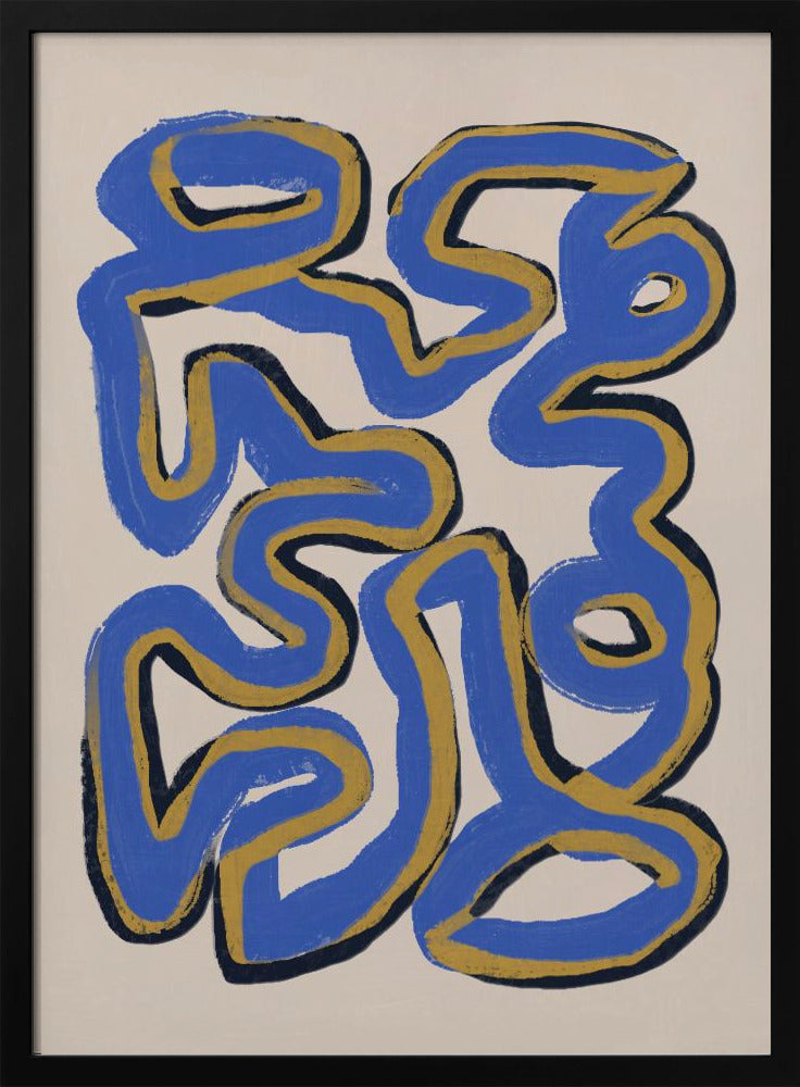 Intertwined Blue And Ochre Lines | Poster