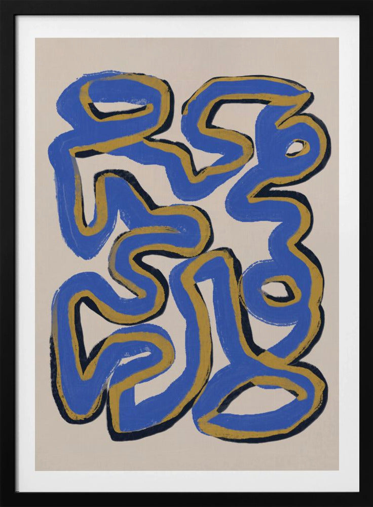 Intertwined Blue And Ochre Lines | Poster