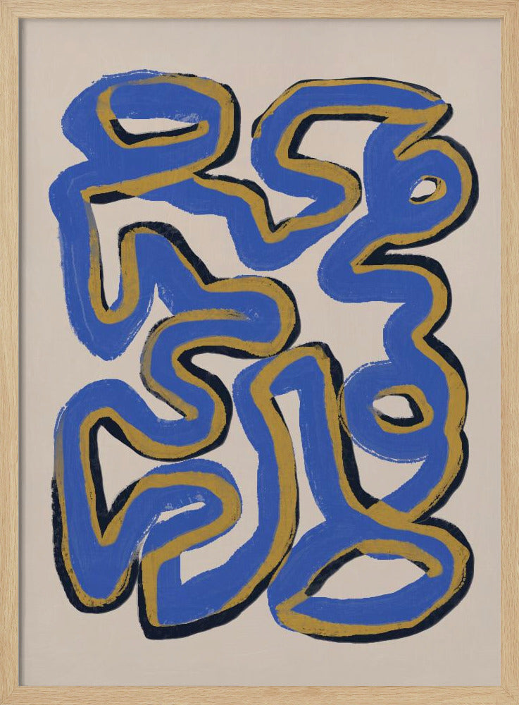 Intertwined Blue And Ochre Lines | Poster