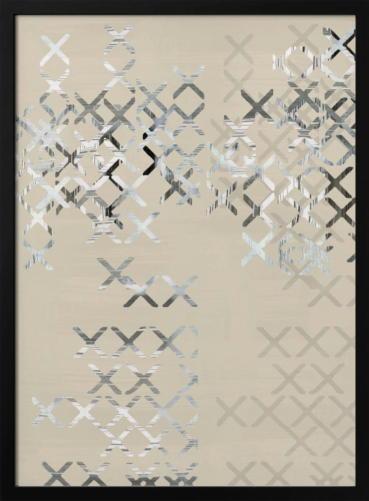 Minimal X's and O's Black and White Composition 2 | Poster