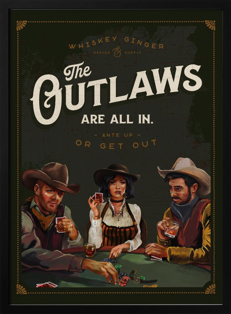 Outlaws Are All In Cool Cowboy Poker Art | Poster