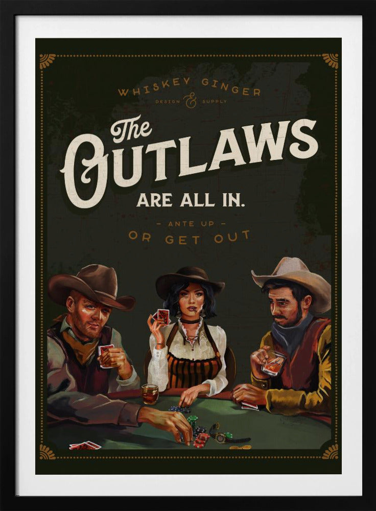 Outlaws Are All In Cool Cowboy Poker Art | Poster