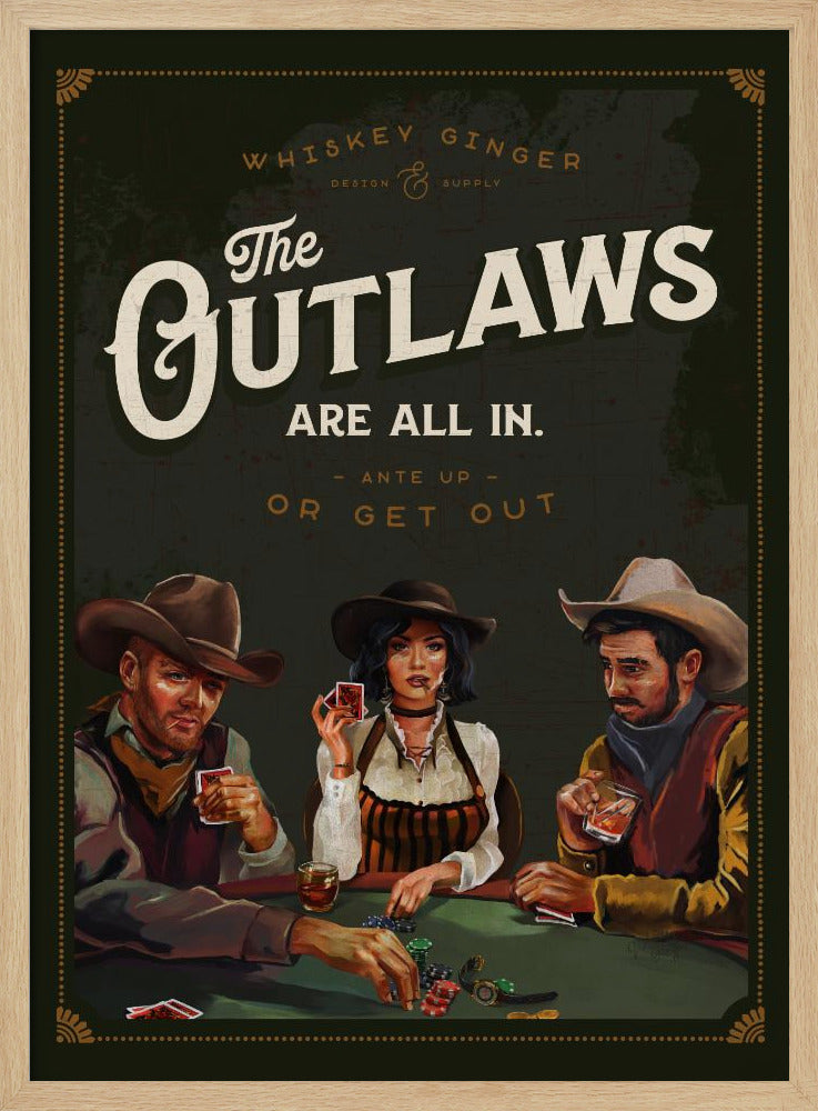 Outlaws Are All In Cool Cowboy Poker Art | Poster