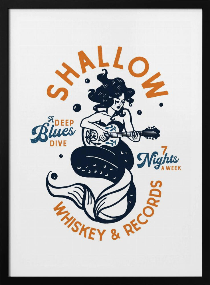 Shallow Whiskey & Records Dive Bar Music Mermaid | Poster