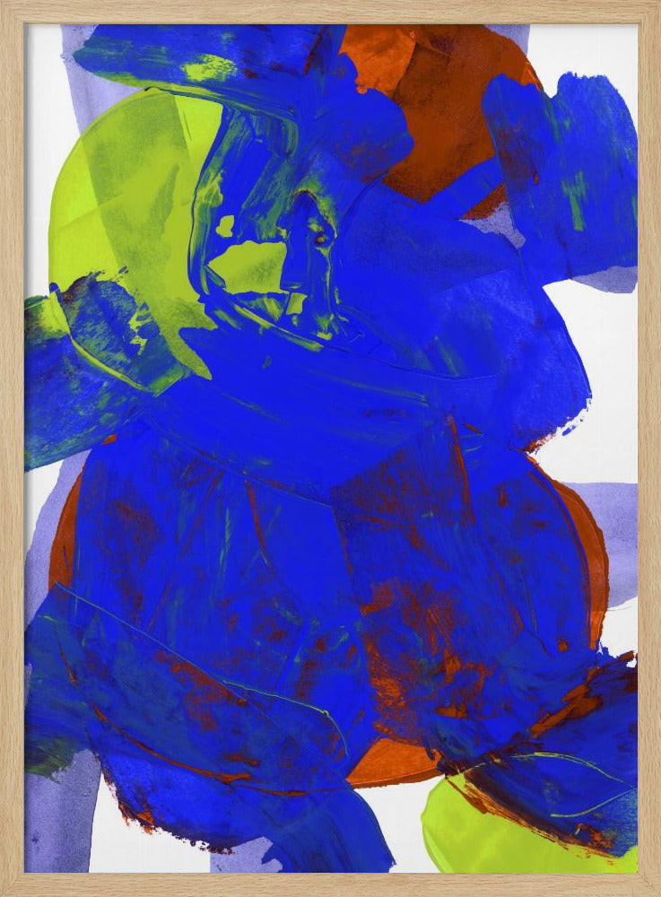 Cobalt Blue Lilac Yellow Chartreuseorange Neutral White Abstract 1 | Poster