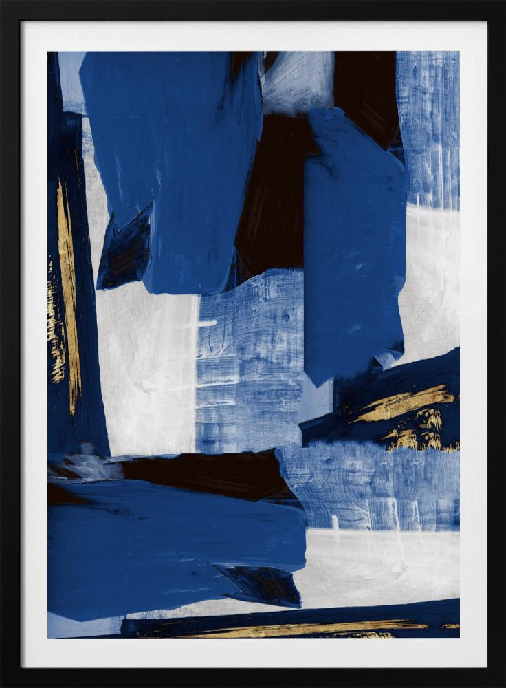 Navy Gold Shapes 1 | Poster