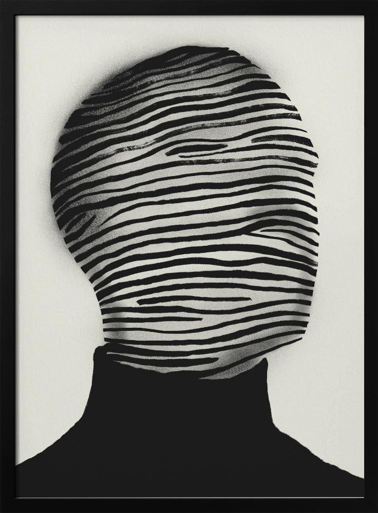 Abstract Head Wrapped In Black And White Stripes | Poster