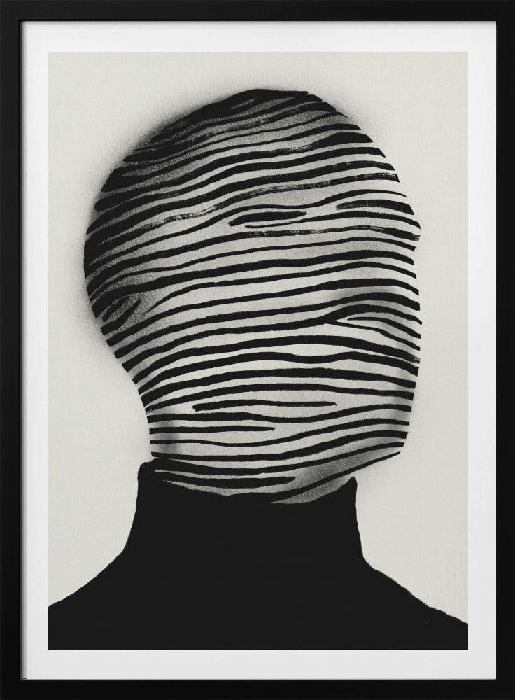 Abstract Head Wrapped In Black And White Stripes | Poster